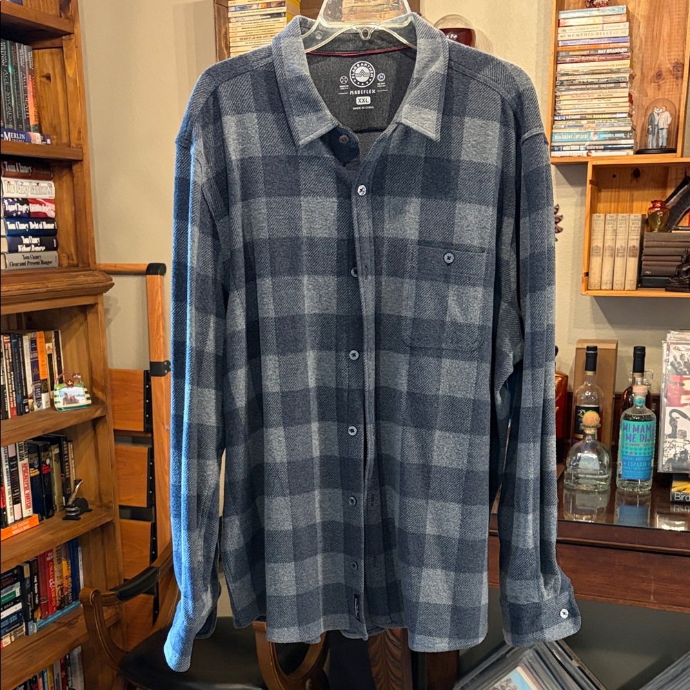 Classic Blue and Gray Buffalo Check Button-Down Shirt